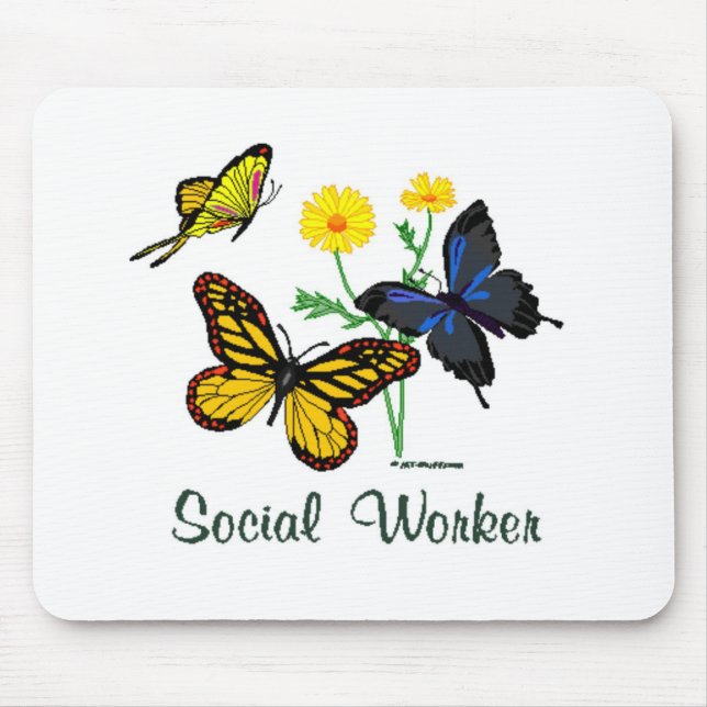 Social Worker Butterflies Mouse Pad (Front)