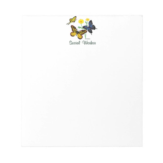 Social Worker Butterflies Notepad (Front)