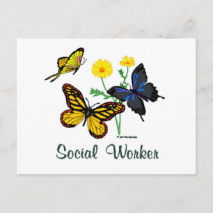 Social Worker Butterflies Postcard