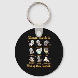 Social worker cat funny saying cats meme social keychain
