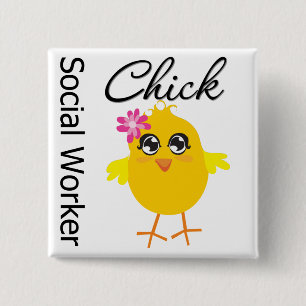 Social Worker Chick 2 Inch Square Button