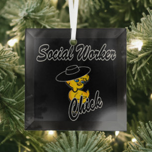 Social Worker Chick #4 Glass Ornament