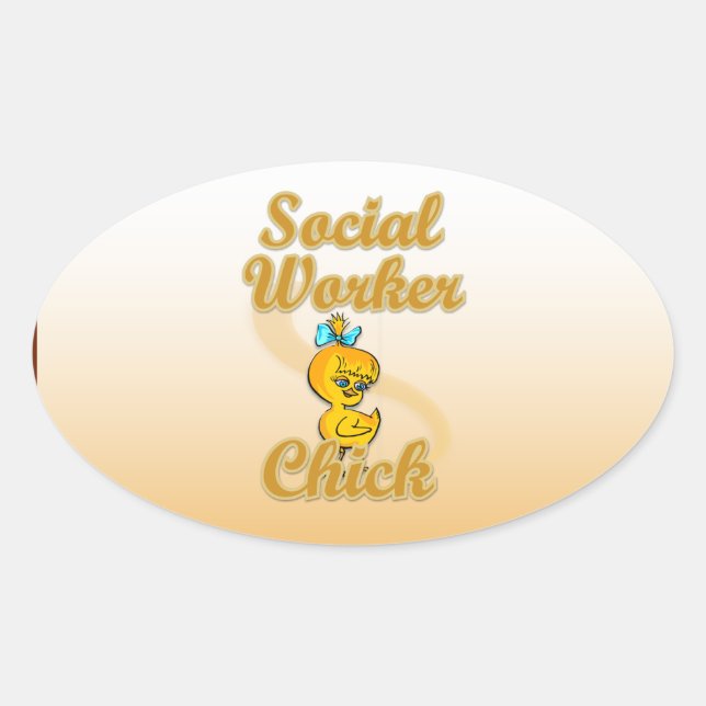 Social Worker Chick Oval Sticker (Front)