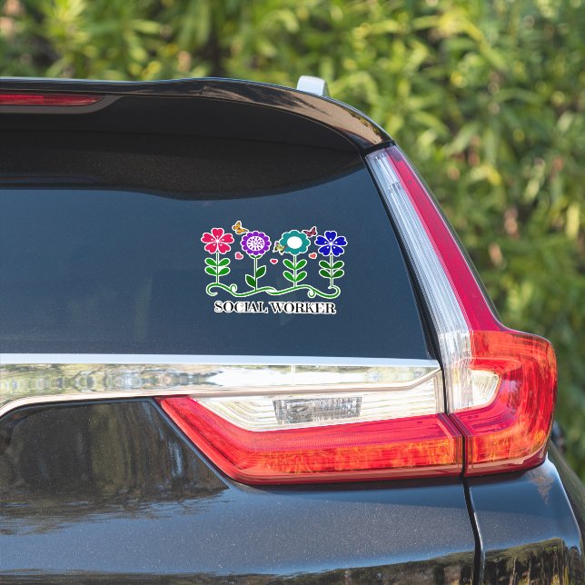 Social Worker, Colourful Floral Design, (Car Side)