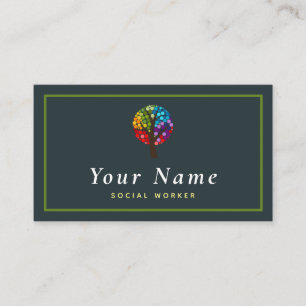 Social Worker Colourful Tree Forest Nature Modern Business Card