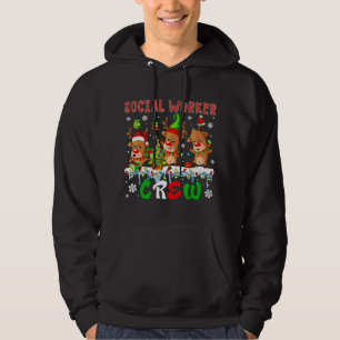 Social Worker Crew Three Santa Elf Reindeers Xmas  Hoodie