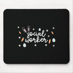 Social Worker Easter School Social Work Bunny Eggs Mouse Pad
