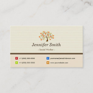 Social Worker - Elegant Tree Symbol Business Card