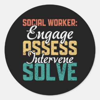 Social Worker Ene Assess Intervene Solve Classic Round Sticker