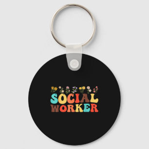Social worker flower women men kids social work keychain