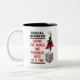 Social Worker Funny Progress Note Social Work Two-Tone Coffee Mug