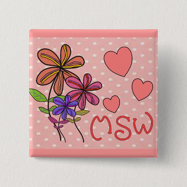 Social Worker Gifts 2 Inch Square Button (Front)