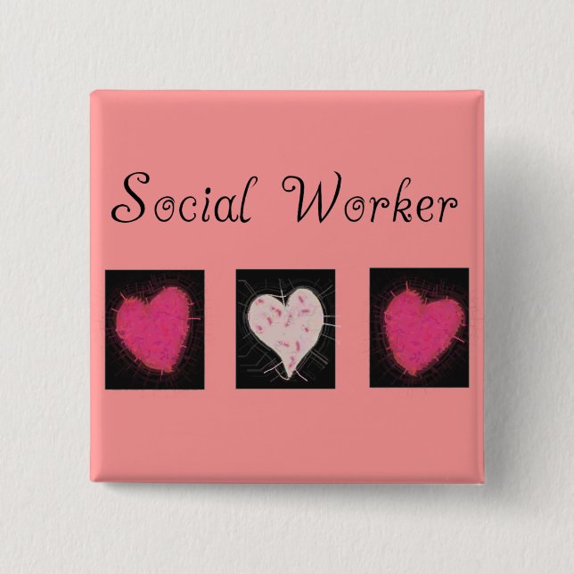 Social Worker Gifts 2 Inch Square Button (Front)