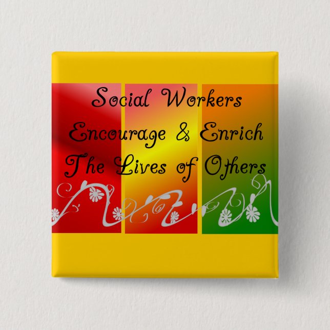 Social Worker Gifts 2 Inch Square Button (Front)