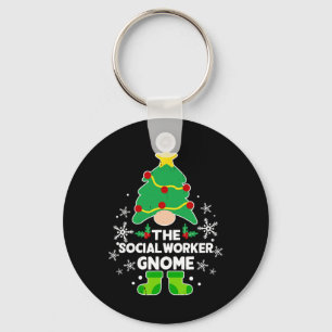 Social Worker Gnome Xmas Family Holiday Christmas Keychain