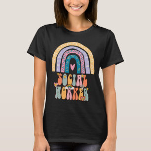 Social Worker Groovy Retro Vintage Rainbow Social T-Shirt