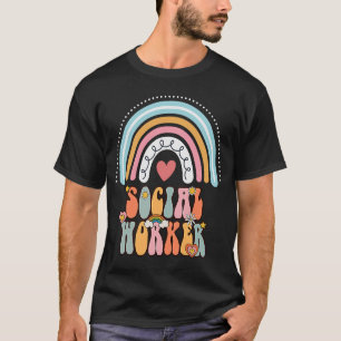 Social Worker Groovy Retro Vintage Rainbow Social T-Shirt