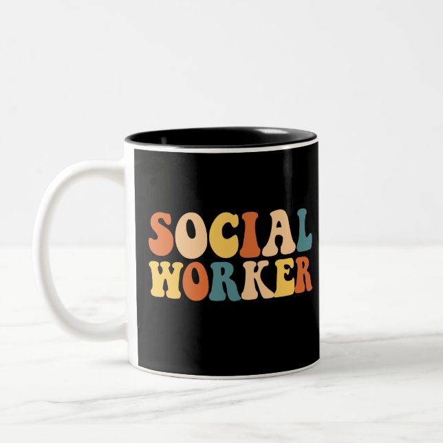Social Worker Groovy Two-Tone Coffee Mug (Left)