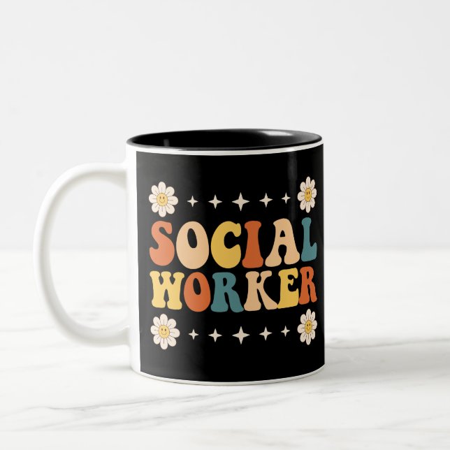 Social Worker Groovy Two-Tone Coffee Mug (Left)