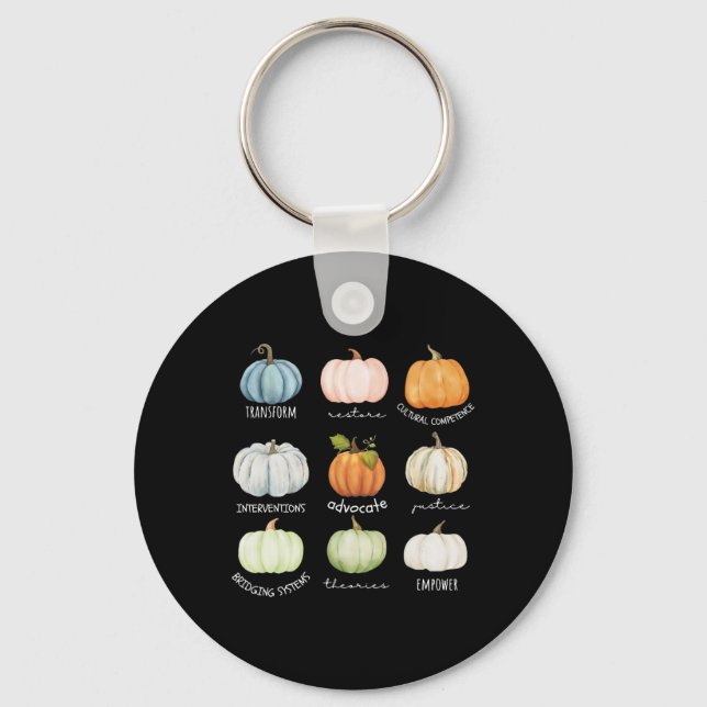 Social Worker Halloween Fall Pumpkin Thanksgiving  Keychain (Front)