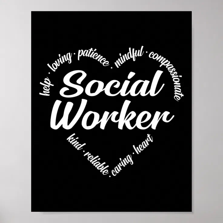 Social Worker Heart Word Cloud Poster | Zazzle