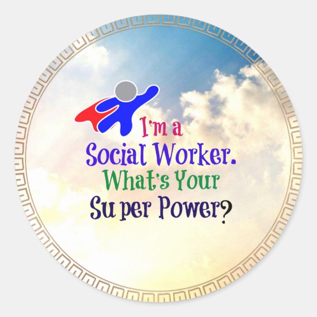 Social Worker Humour Ornament Classic Round Sticker (Front)