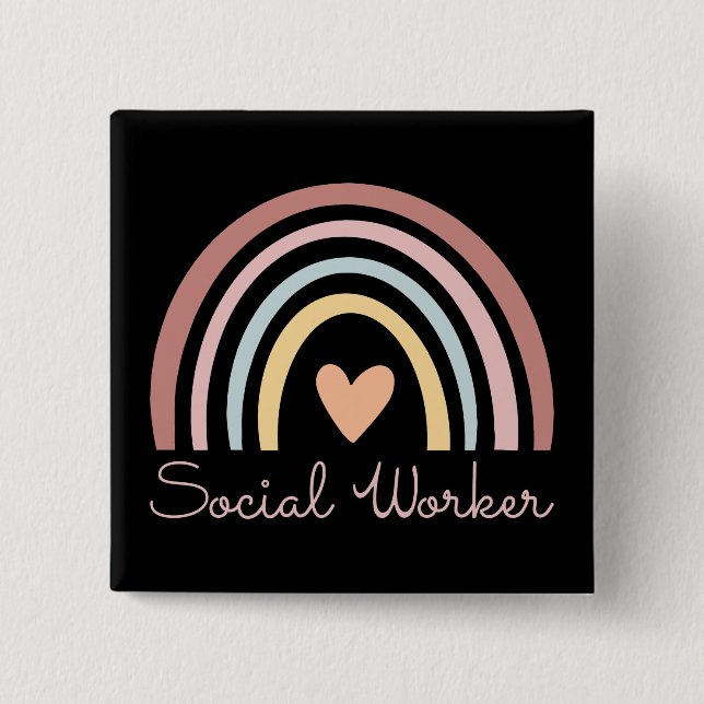 Social Worker II 2 Inch Square Button (Front)