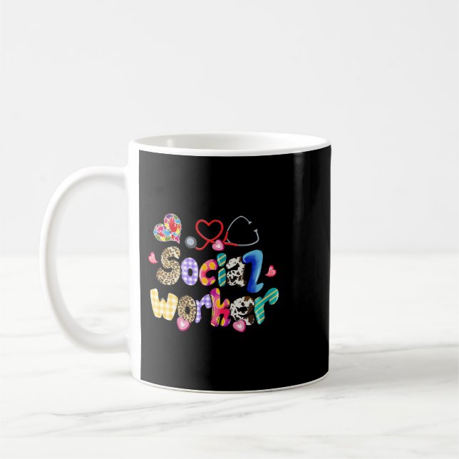Social Worker Leopard Funny Social Worker Gifts Coffee Mug (Left)