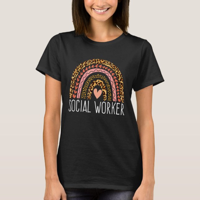 Social Worker  Leopard Rainbow Social Work 2022 T-Shirt (Front)