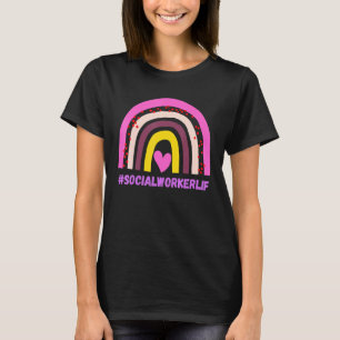 Social Worker Nurse Life Leopard Rainbow Funny Nur T-Shirt
