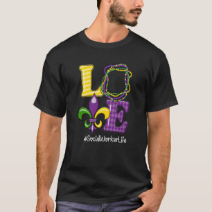 Social Worker Nurse Mardi Gras Leopard Festival Pa T-Shirt
