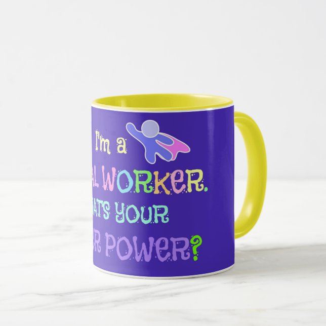 Social Worker, Pastel Text Funky Design Mug (Front Right)