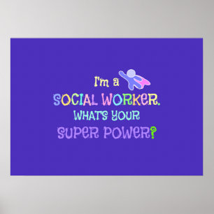 Social Worker, Pastel Text Funky Design Poster