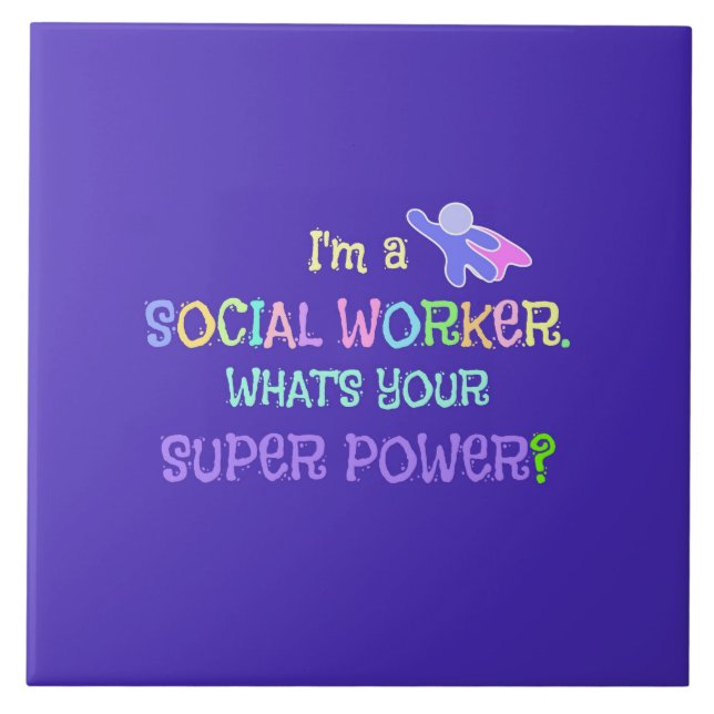 Social Worker, Pastel Text Funky Design Tile (Front)