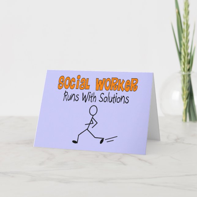 Social Worker "Runs with Solutions" Funny Gifts Card (Front)