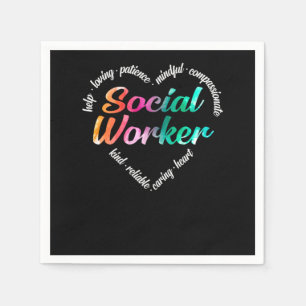 Social Worker Social Worker Heart Word Cloud Water Napkin