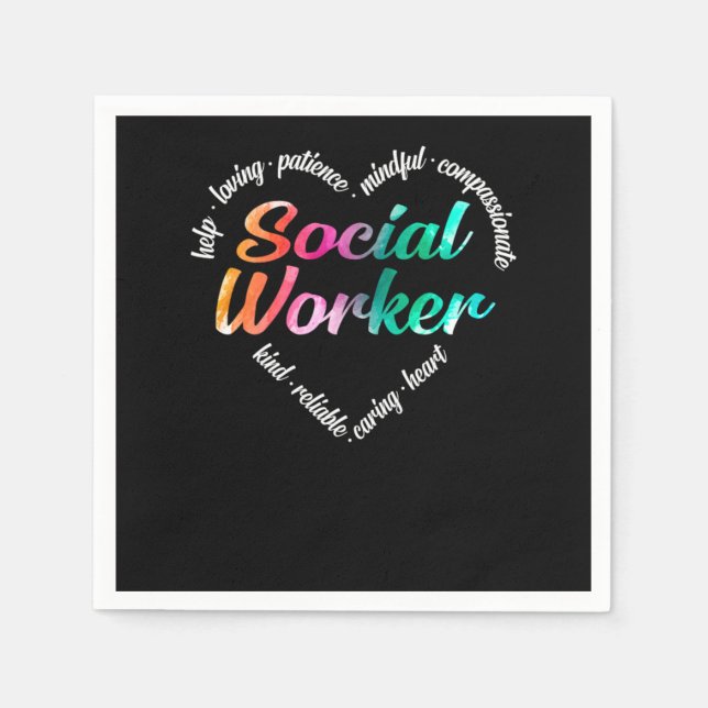 Social Worker Social Worker Heart Word Cloud Water Napkin (Front)