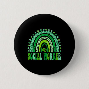 Social Worker St Patricks Day Cute Rainbow Social 2 Inch Round Button