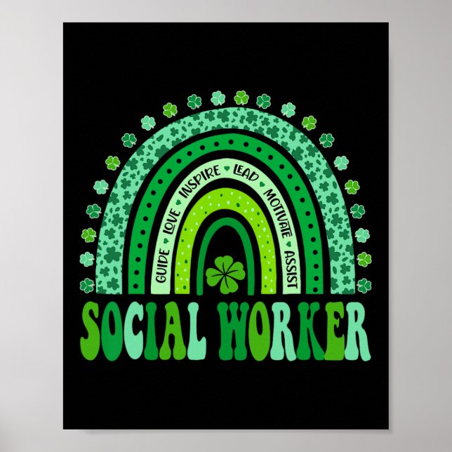 Social Worker St Patricks Day Cute Rainbow Social  Poster (Front)