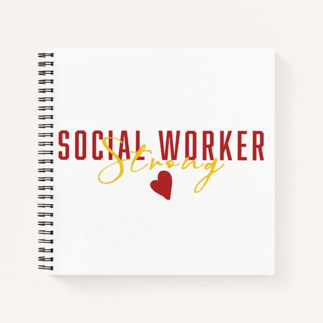 Social Worker Strong Red Gold Notebook (Front)