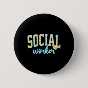 Social Worker Sunshine Summer Vacation Beach Socia 2 Inch Round Button