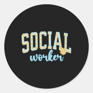 Social Worker Sunshine Summer Vacation Beach Socia Classic Round Sticker
