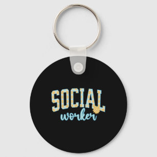 Social Worker Sunshine Summer Vacation Beach Socia Keychain