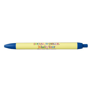 Social Worker Superhero, Colourful Text Black Ink Pen