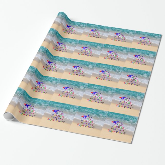 Social Worker to the Rescue Wrapping Paper (Unrolled)