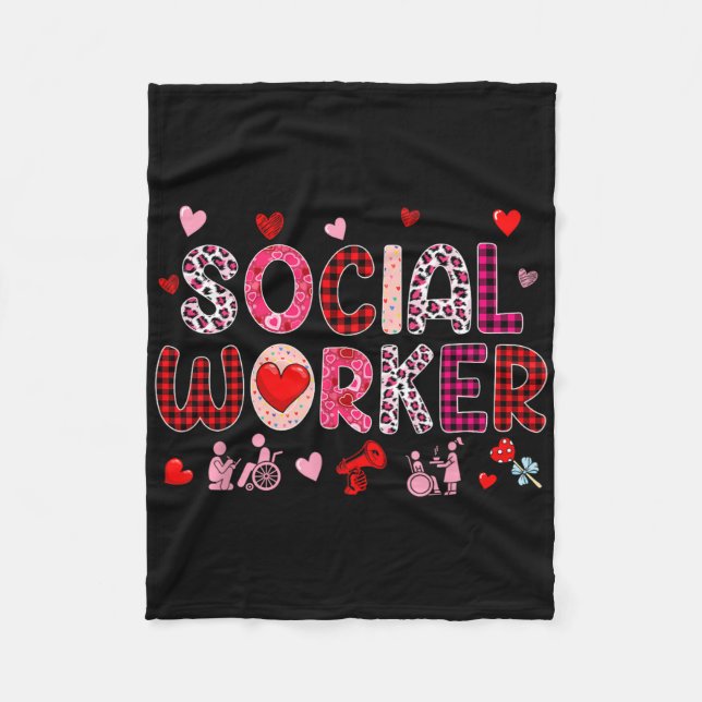 Social Worker Tools Valentine's Day Leopard Cute H Fleece Blanket (Front)