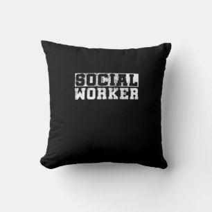 Social Worker Vintage Funny Job Title School Worke Throw Pillow