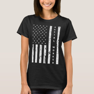 Social Worker Vintage US Flag Proud Social Worker  T-Shirt