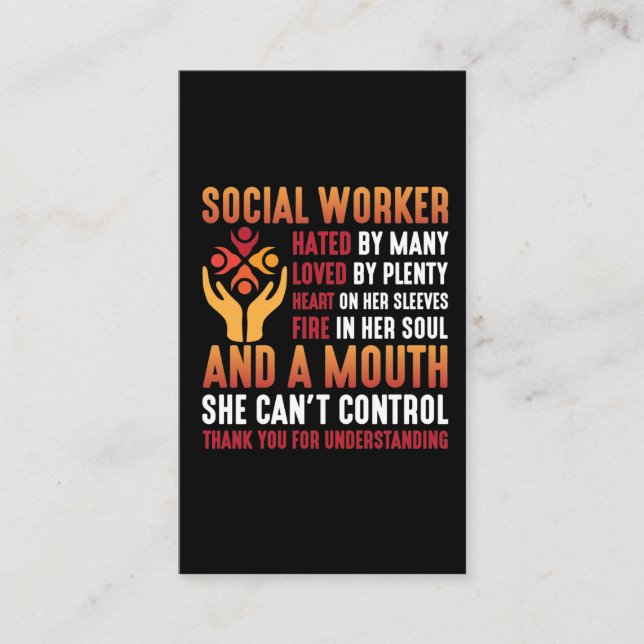 Social Worker Woman Educator Social Working Girl Business Card (Front)