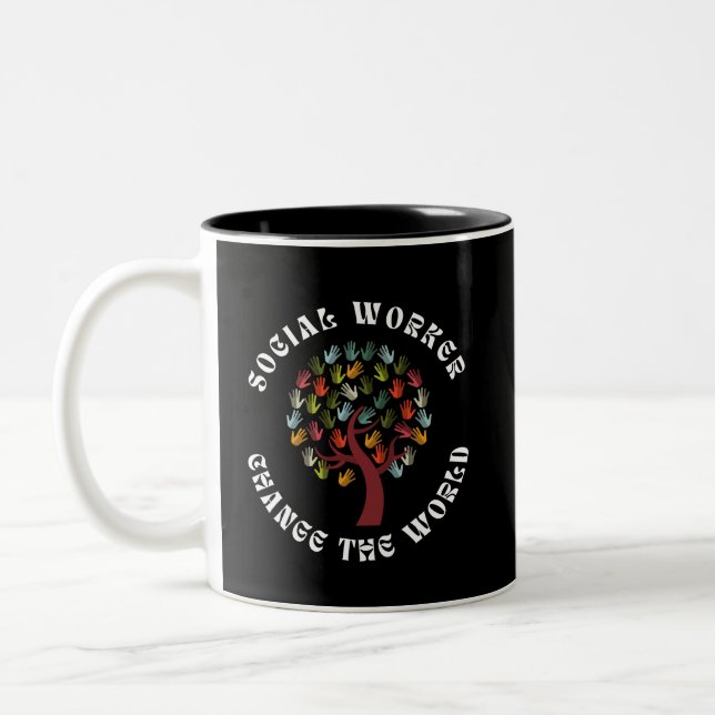 Social Workers Change the World Two-Tone Coffee Mug (Left)